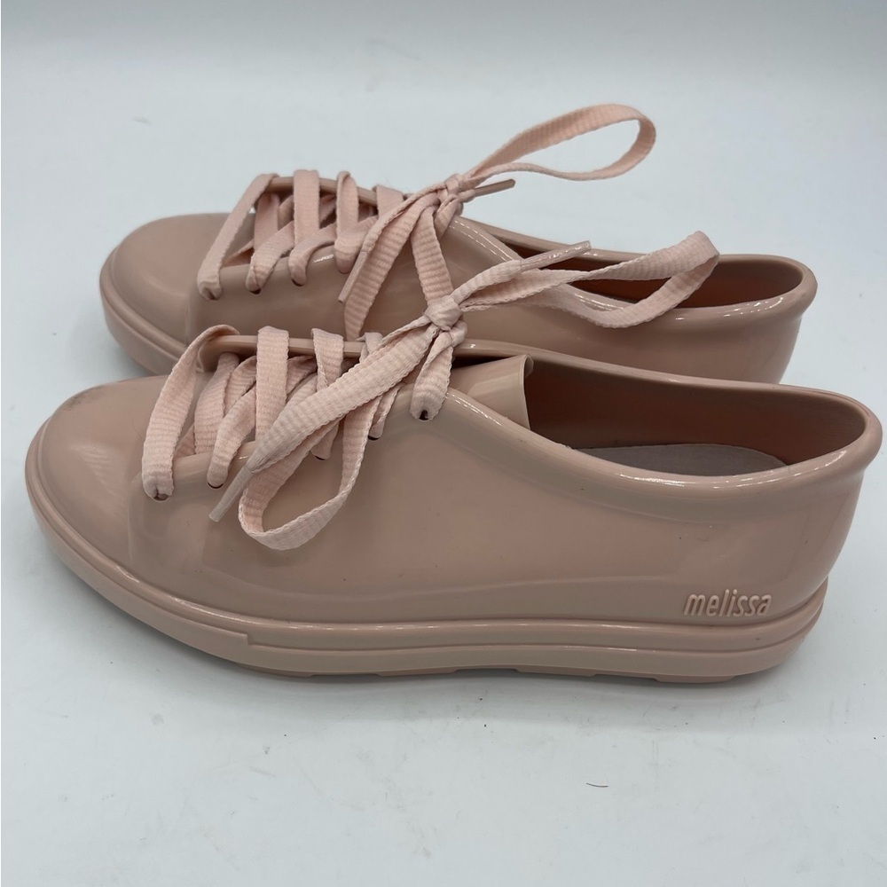 Mel dreamed by Melissa Girls Sneakers shoes Pink PVC upper Size 2 Lace Up